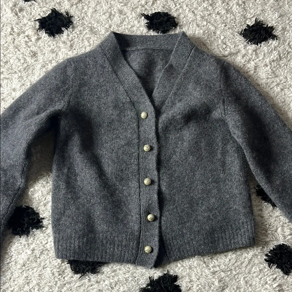 Christian Dior originally sz 34 pearl cashmere cardigan sweater, SHRUNKEN
